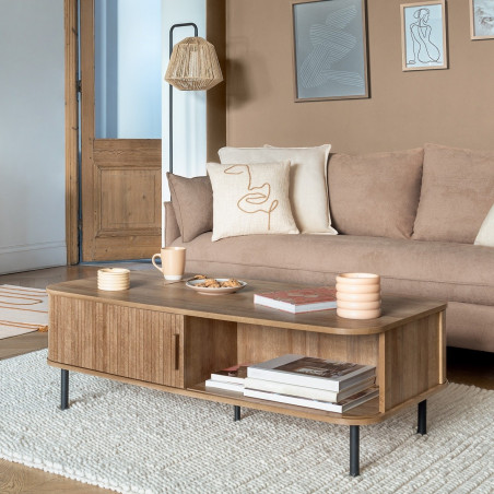 Meuble TV Colva Atmosphera - 2 Portes Coulissantes - Étagère Ajustable - H46 X L140 Cm - Salon Moderne
