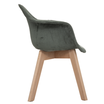 Chaise enfant accoudoirs Lena velours côtelé kaki Atmosphera - Le Dépôt Bailleul