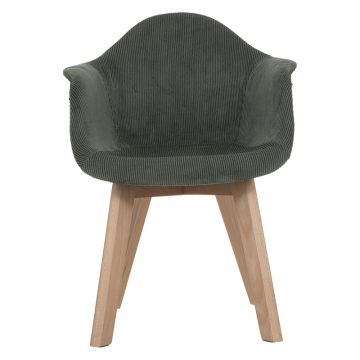 Chaise enfant accoudoirs Lena velours côtelé kaki Atmosphera - Le Dépôt Bailleul
