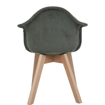 Chaise enfant accoudoirs Lena velours côtelé kaki Atmosphera - Le Dépôt Bailleul