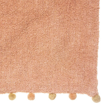 Tapis enfant 100x150 rose à pompons Atmosphera - Le Dépôt Bailleul