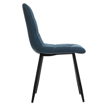Chaise tissu Sirac bleu canard pieds métal Atmosphera - Le Dépôt Bailleul
