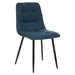 Chaise tissu Sirac bleu canard pieds métal Atmosphera - Le Dépôt Bailleul