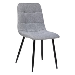 Chaise tissu Sirac gris clair pieds métal Atmosphera - Le Dépôt Bailleul