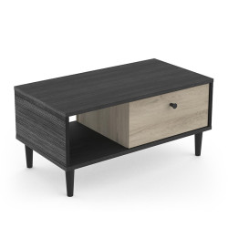 Table basse 1 tiroir Arty naturel et noir - Le Dépôt Bailleul