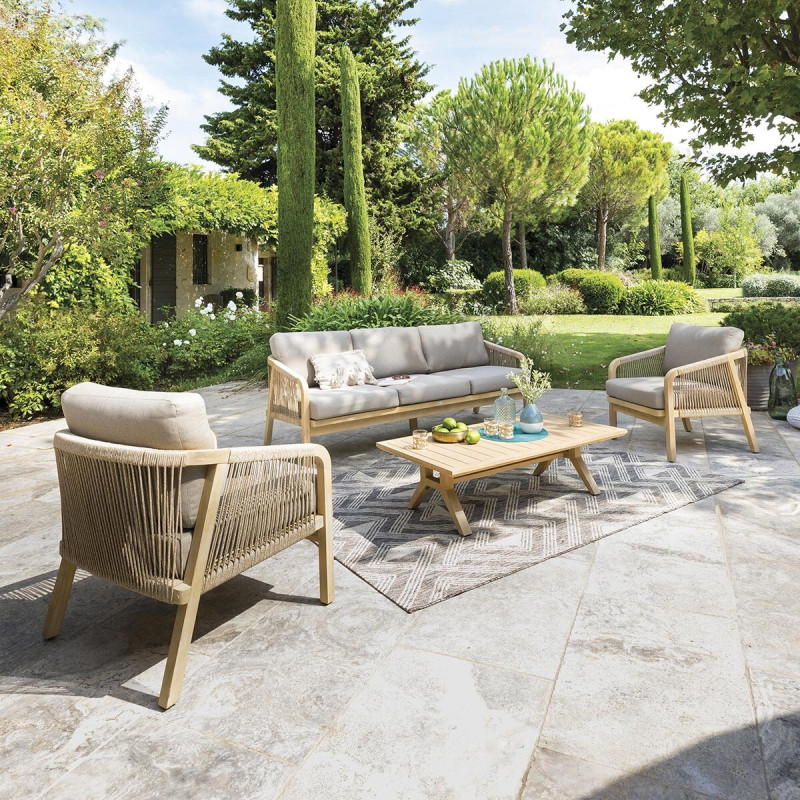 Salon de jardin en bois 5p Papouasie Hespéride Le Dépôt Bailleul