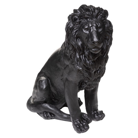 Statue de lion MGO noir H80 Atmosphera