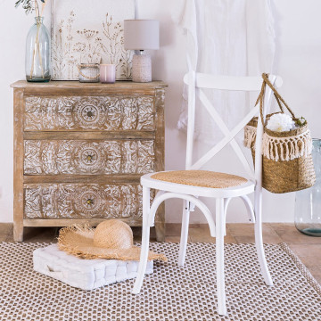 Chaise bistrot Isak bois blanc et cannage Atmosphera - Le Dépôt Bailleul