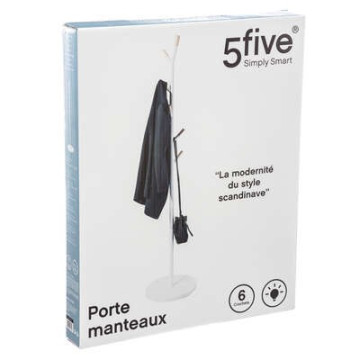 Porte manteaux métal bois 6 tiges blanc 5five - Le Dépôt Bailleul