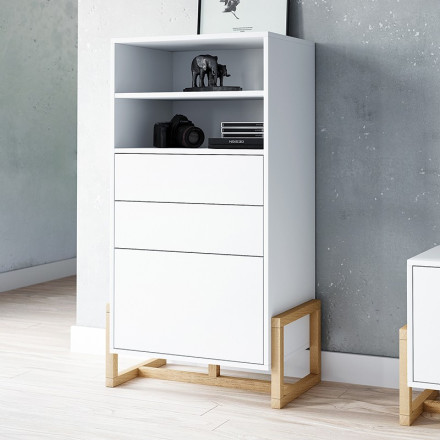 Buffet haut 2 tiroirs 1 porte Oslo blanc - Le Dépôt Bailleul