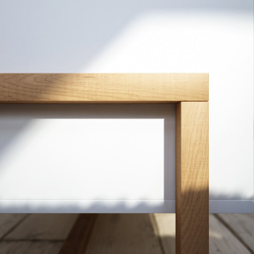 Table basse 1 tiroir 2 niches Oslo blanc - Le Dépôt Bailleul