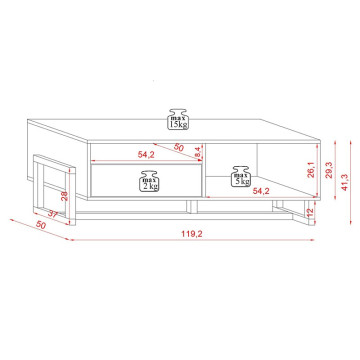 Table basse 1 tiroir 2 niches Oslo blanc - Le Dépôt Bailleul