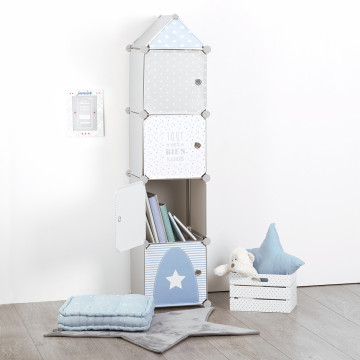 Colonne de rangement en tissu gris pour enfant - Le Dépôt Bailleul