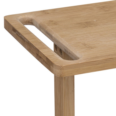 Desserte 3 étages En Bambou Avec Roulettes - 36x15x74.5 Cm - Rangement Salle De Bain Ou Cuisine