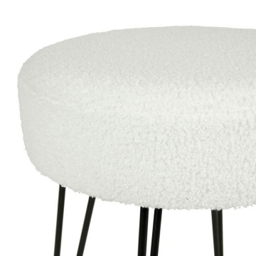 Tabouret bouclette blanc pieds métal Ostaria - Le Dépôt Bailleul
