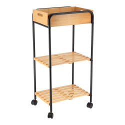 Desserte 1 niche + 2 niveaux bambou/noir  - Le Dépôt Bailleul