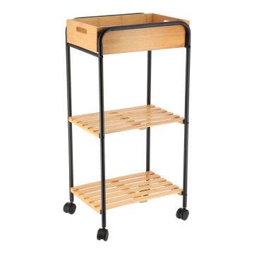 Desserte 1 niche + 2 niveaux bambou/noir  - Le Dépôt Bailleul