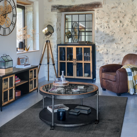 Table basse Chrono ronde noire Atmosphera - Le Dépôt Bailleul