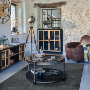 Table basse Chrono ronde noire Atmosphera - Le Dépôt Bailleul