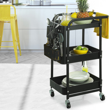 Desserte métal noir roulettes 52 cm Perfo 5five - Le Dépôt Bailleul