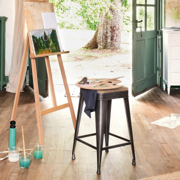 Tabouret haut Joris métal gris Atmosphera - Le Dépôt Bailleul