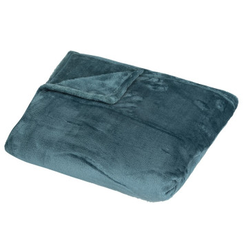 Plaid avec pochon Row 150x200 canard Atmosphera - Le Dépôt Bailleul