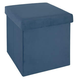 Pouf pliant en velours bleu...