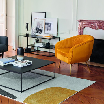 Fauteuil velours jaune Solaro Atmosphera - Le Dépôt Bailleul