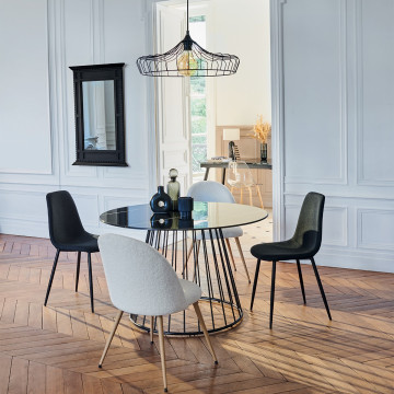 Chaise tissu et métal Tyka noir Atmosphera - Le dépôt Bailleul
