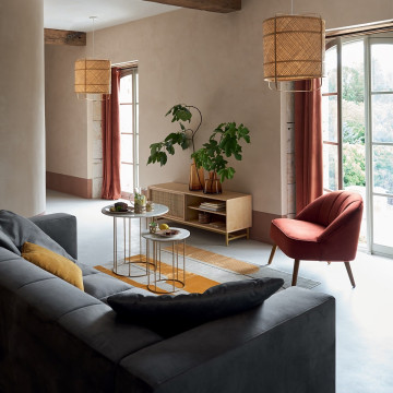 Fauteuil velours Naova terracotta Atmosphera  - Le Dépôt Bailleul