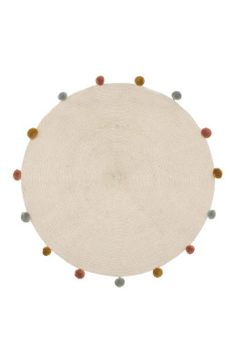 Tapis rond D90 à pompons...