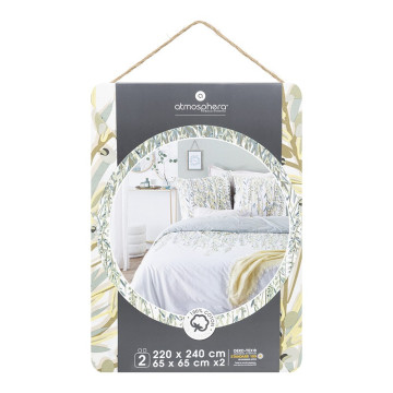 Parure de lit Misore imprimés feuilles 240x220 Atmosphera - Le Dépôt Bailleul