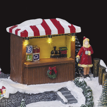 Village de Noël Stand Montgolfière lumineux animé - Le Dépôt Bailleul