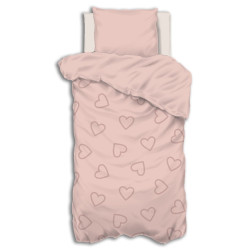 Parure de lit 140 x 200 cm Cœur rose Atmosphera - Le Dépôt Bailleul
