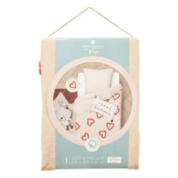 Parure de lit 140 x 200 cm Cœur rose Atmosphera - Le Dépôt Bailleul