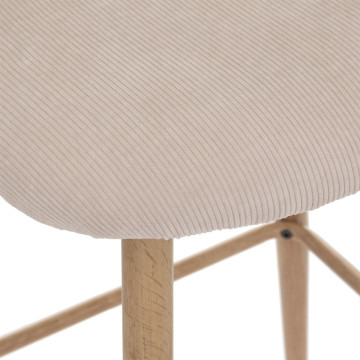Tabouret de bar lin Céleste pieds effet bois Atmosphera - Le Dépôt Bailleul