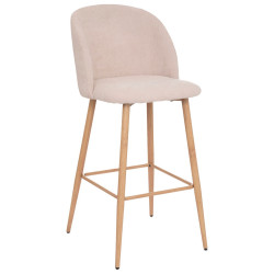 Tabouret de bar lin Céleste pieds effet bois Atmosphera - Le Dépôt Bailleul