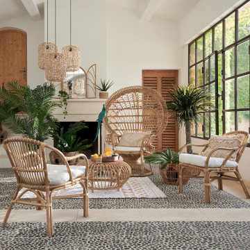 Fauteuil en rotin Neta avec coussin Atmosphera - Le Dépôt Bailleul