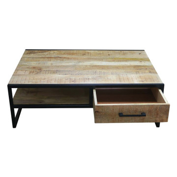 Table basse 1 tiroir bois de manguier et métal - Le Dépôt Bailleul