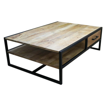 Table basse 1 tiroir bois de manguier et métal - Le Dépôt Bailleul