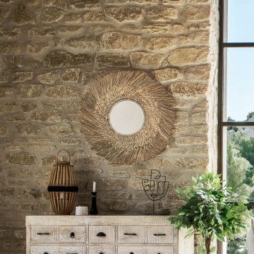 Miroir rond 80 cm en roseau Ael Atmosphera - Le Dépôt Bailleul