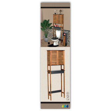 Meuble dessus WC acacia 2 portes 1 étagère - Le Dépôt Bailleul