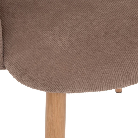 Fauteuil En Velours Côtelé Beige - Bjorn - Canapé 1 Place Fixe Droit Pieds Metal