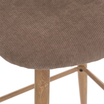 Tabouret de bar taupe Céleste pieds effet bois Atmosphera - Le Dépôt Bailleul