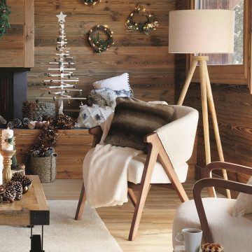 Fauteuil Amza bouclette blanc Atmosphera - Le Dépôt Bailleul