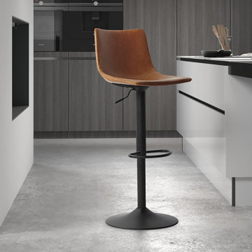Tabouret de bar réglable Trevi PU cognac - Le Dépôt Bailleul