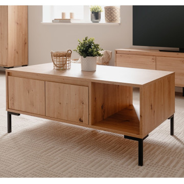 Table basse 2 portes pieds métal - Le Dépôt Bailleul