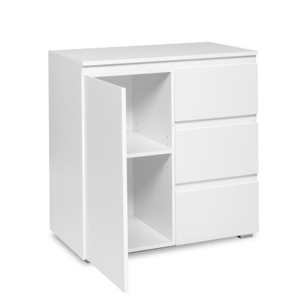 Meuble de rangement 1 porte 3 tiroirs blanc - Le Dépôt Bailleul