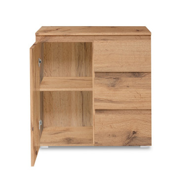 Meuble de rangement 1 porte 3 tiroirs naturel - Le Dépôt Bailleul