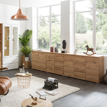 Meuble de rangement 1 porte 3 tiroirs naturel - Le Dépôt Bailleul